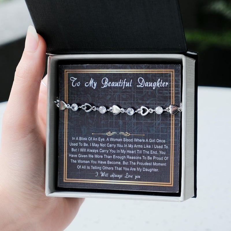 CALLA DECORGIFTS To My Daughter Bracelet From Mom And Dad With Heartfelt Message & Elegant Box, Valentines Gifts For Daughter, Jewelry Gift For Daughter From Mother and Father On Birthday, Graduation - Image 4